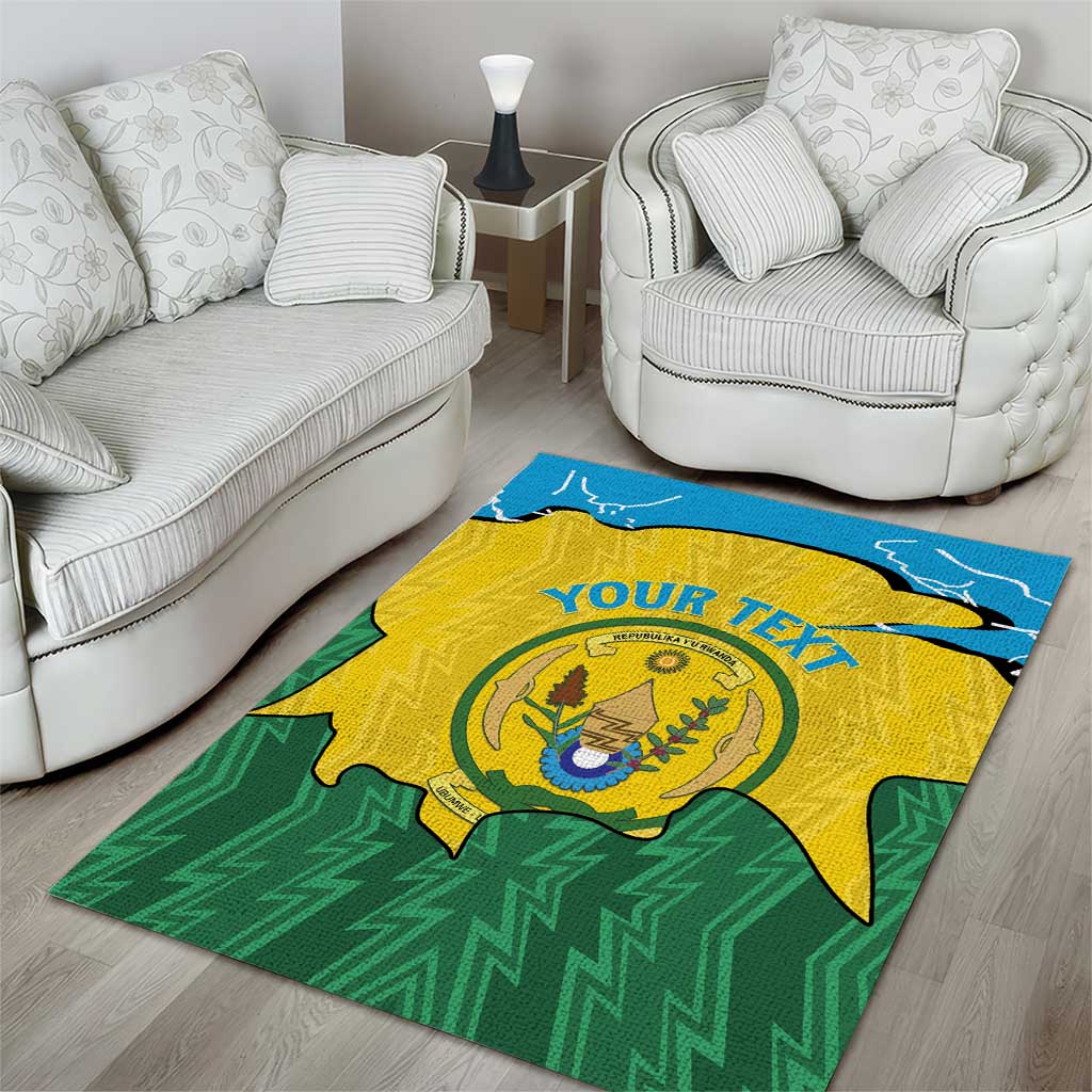 Personalized Jamhuri ya Rwanda Area Rug Coat Of Arms Imigongo Pattern