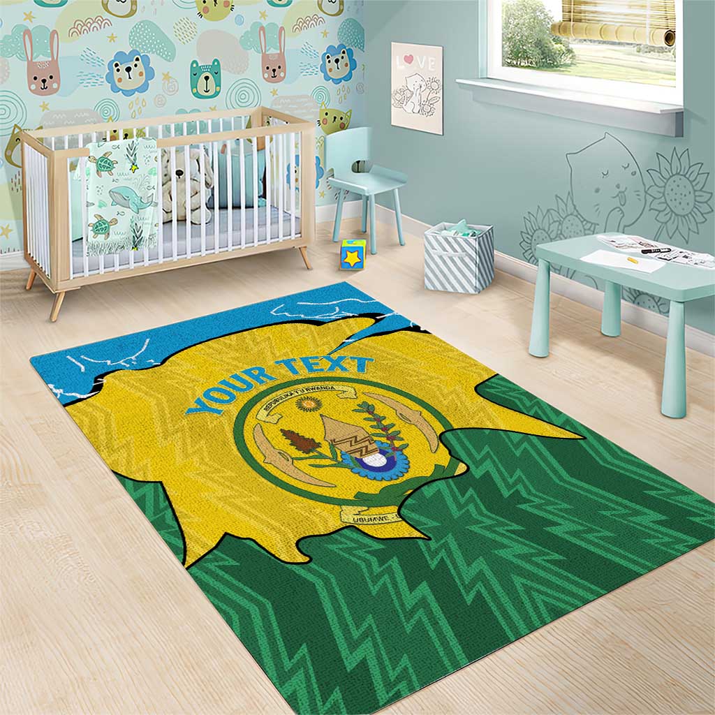 Personalized Jamhuri ya Rwanda Area Rug Coat Of Arms Imigongo Pattern
