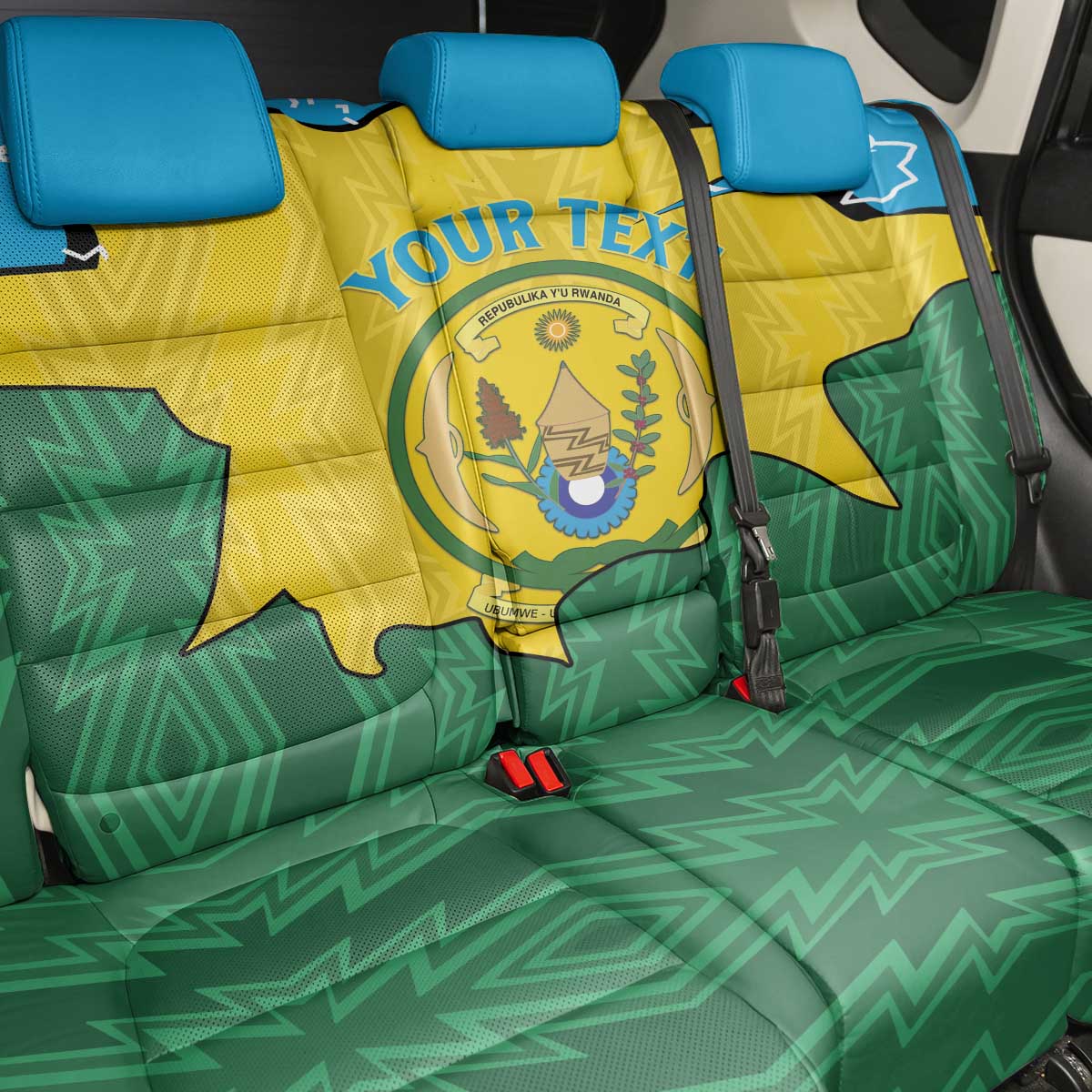 Personalized Jamhuri ya Rwanda Back Car Seat Cover Coat Of Arms Imigongo Pattern