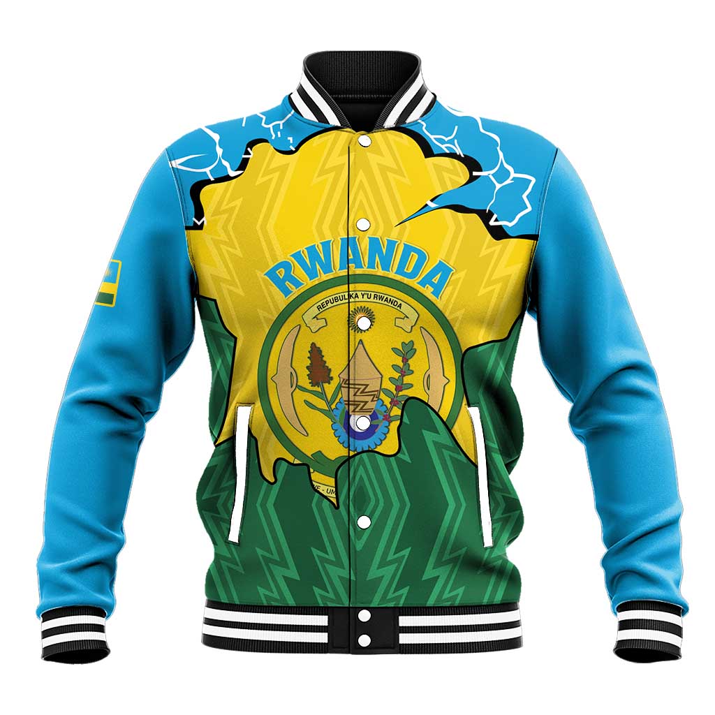 Personalized Jamhuri ya Rwanda Baseball Jacket Coat Of Arms Imigongo Pattern
