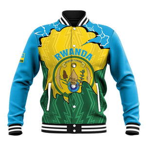Personalized Jamhuri ya Rwanda Baseball Jacket Coat Of Arms Imigongo Pattern