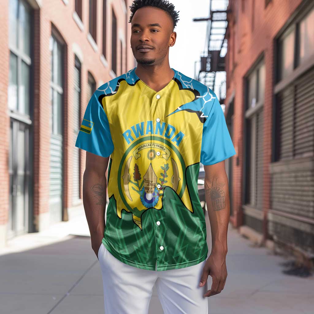 Personalized Jamhuri ya Rwanda Baseball Jersey Coat Of Arms Imigongo Pattern
