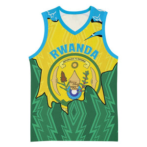 Personalized Jamhuri ya Rwanda Basketball Jersey Coat Of Arms Imigongo Pattern - African Pride