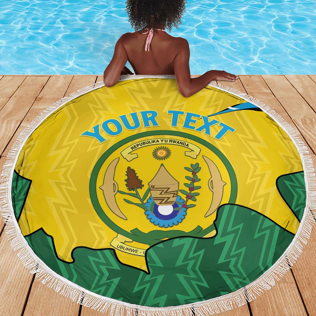 Personalized Jamhuri ya Rwanda Beach Blanket Coat Of Arms Imigongo Pattern