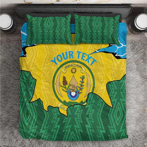 Personalized Jamhuri ya Rwanda Bedding Set Coat Of Arms Imigongo Pattern