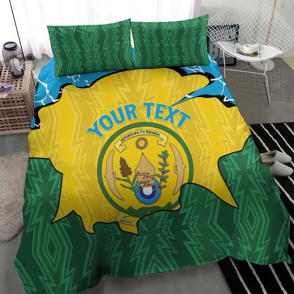 Personalized Jamhuri ya Rwanda Bedding Set Coat Of Arms Imigongo Pattern