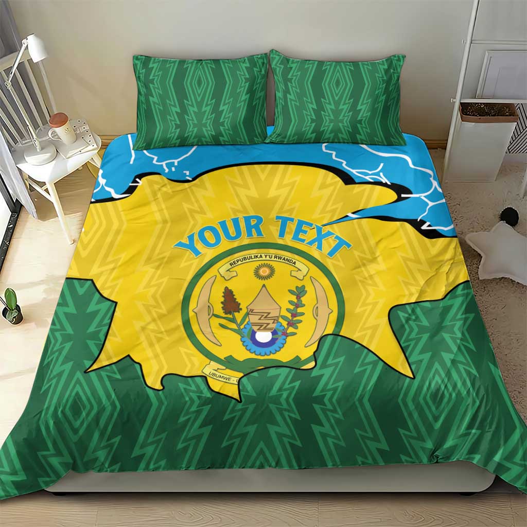 Personalized Jamhuri ya Rwanda Bedding Set Coat Of Arms Imigongo Pattern