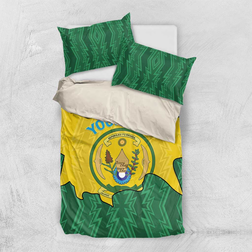 Personalized Jamhuri ya Rwanda Bedding Set Coat Of Arms Imigongo Pattern