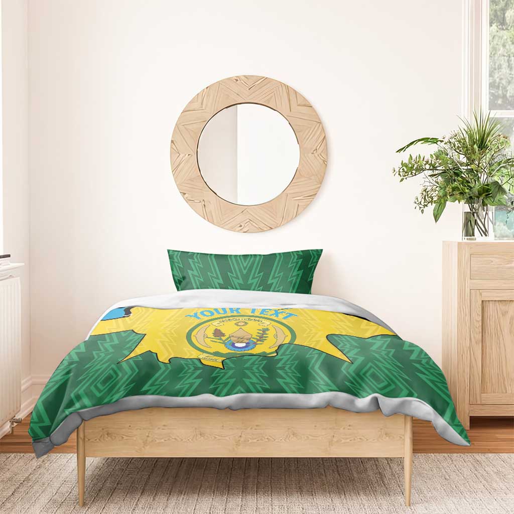 Personalized Jamhuri ya Rwanda Bedding Set Coat Of Arms Imigongo Pattern
