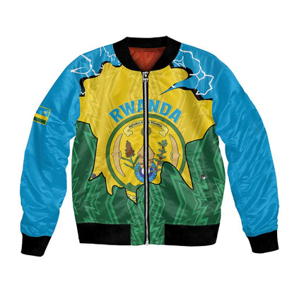 Personalized Jamhuri ya Rwanda Bomber Jacket Coat Of Arms Imigongo Pattern