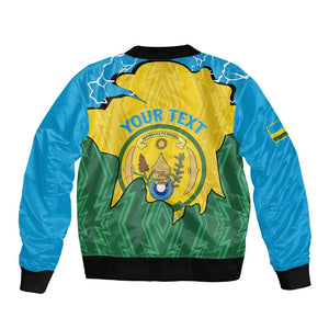 Personalized Jamhuri ya Rwanda Bomber Jacket Coat Of Arms Imigongo Pattern