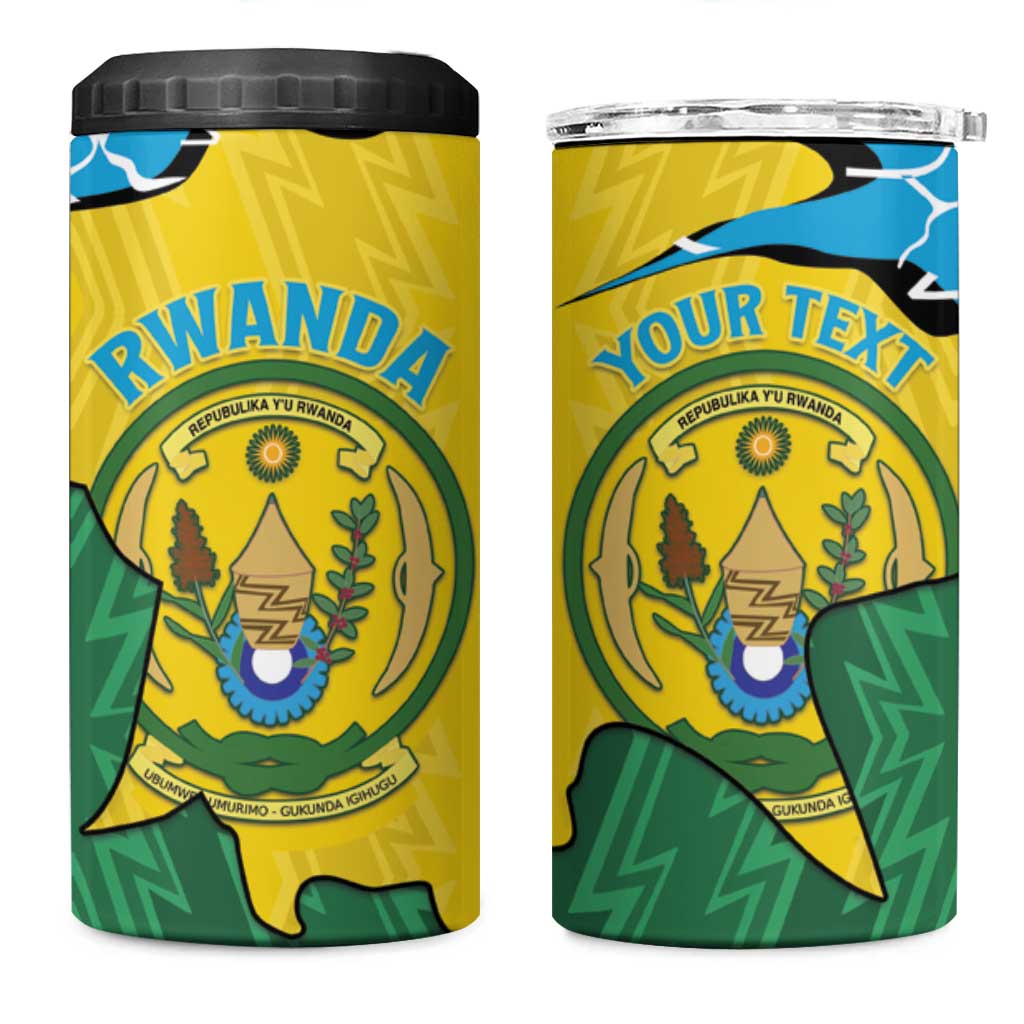 Personalized Jamhuri ya Rwanda 4 in 1 Can Cooler Tumbler Coat Of Arms Imigongo Pattern