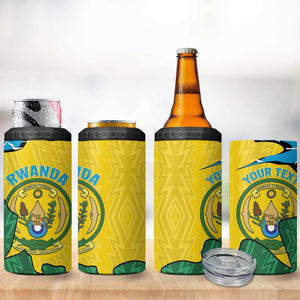 Personalized Jamhuri ya Rwanda 4 in 1 Can Cooler Tumbler Coat Of Arms Imigongo Pattern