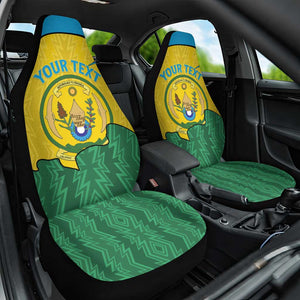 Personalized Jamhuri ya Rwanda Car Seat Cover Coat Of Arms Imigongo Pattern