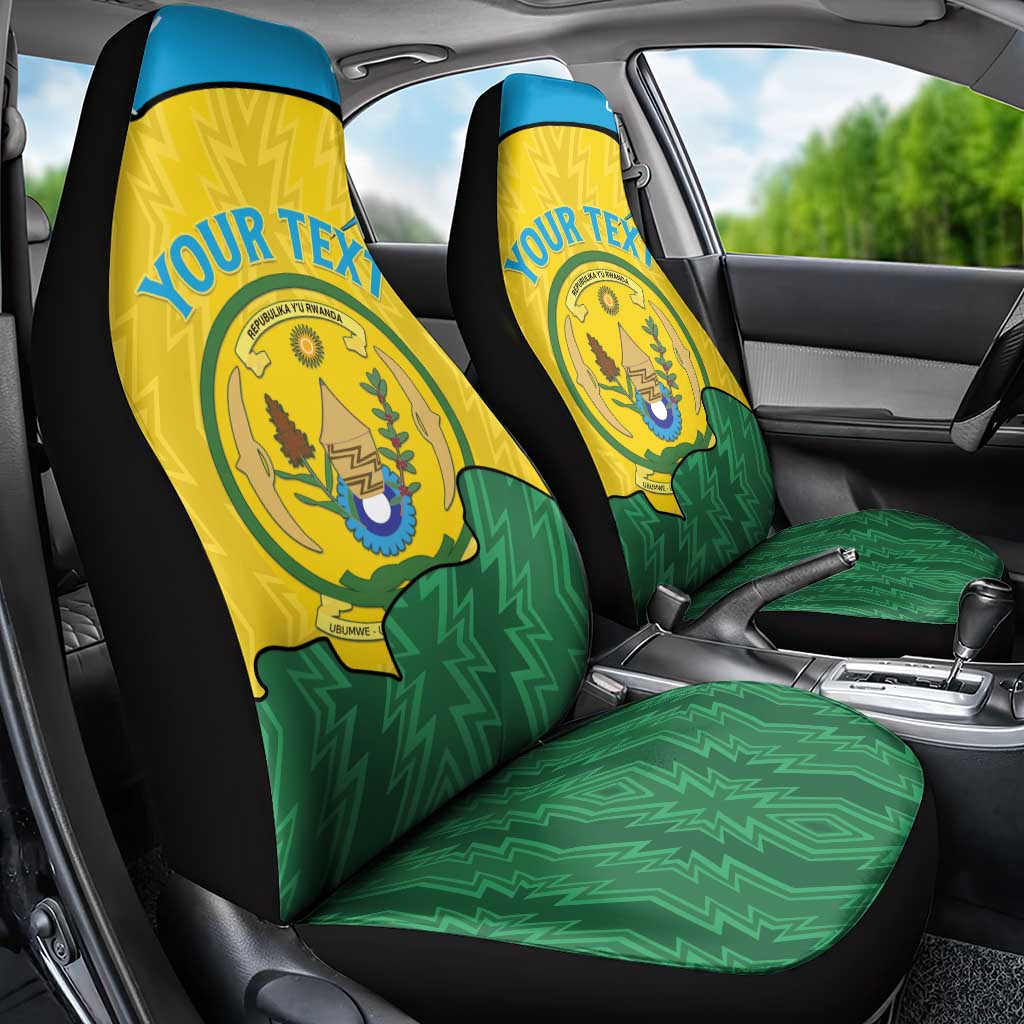 Personalized Jamhuri ya Rwanda Car Seat Cover Coat Of Arms Imigongo Pattern