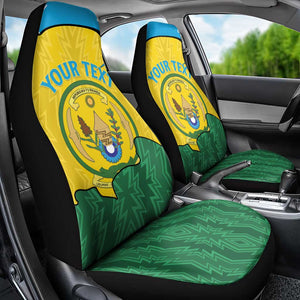 Personalized Jamhuri ya Rwanda Car Seat Cover Coat Of Arms Imigongo Pattern