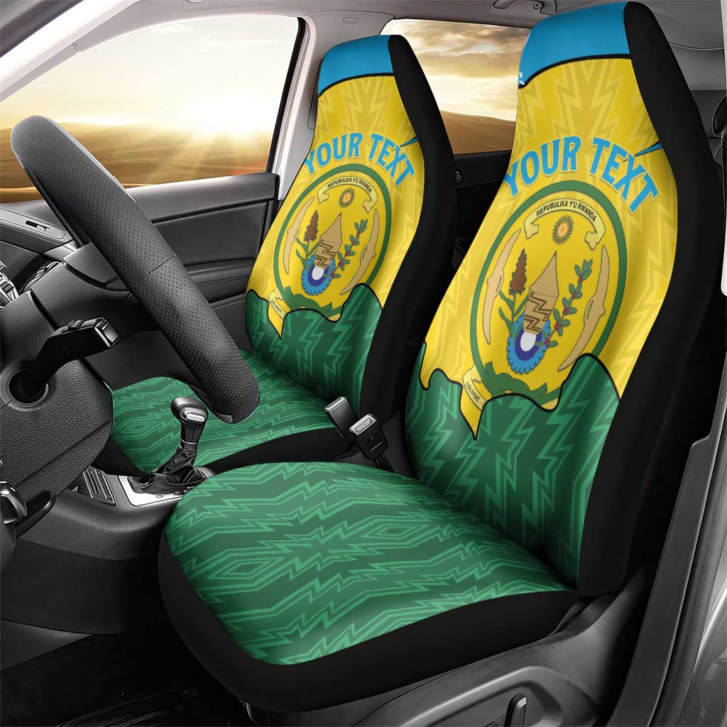 Personalized Jamhuri ya Rwanda Car Seat Cover Coat Of Arms Imigongo Pattern