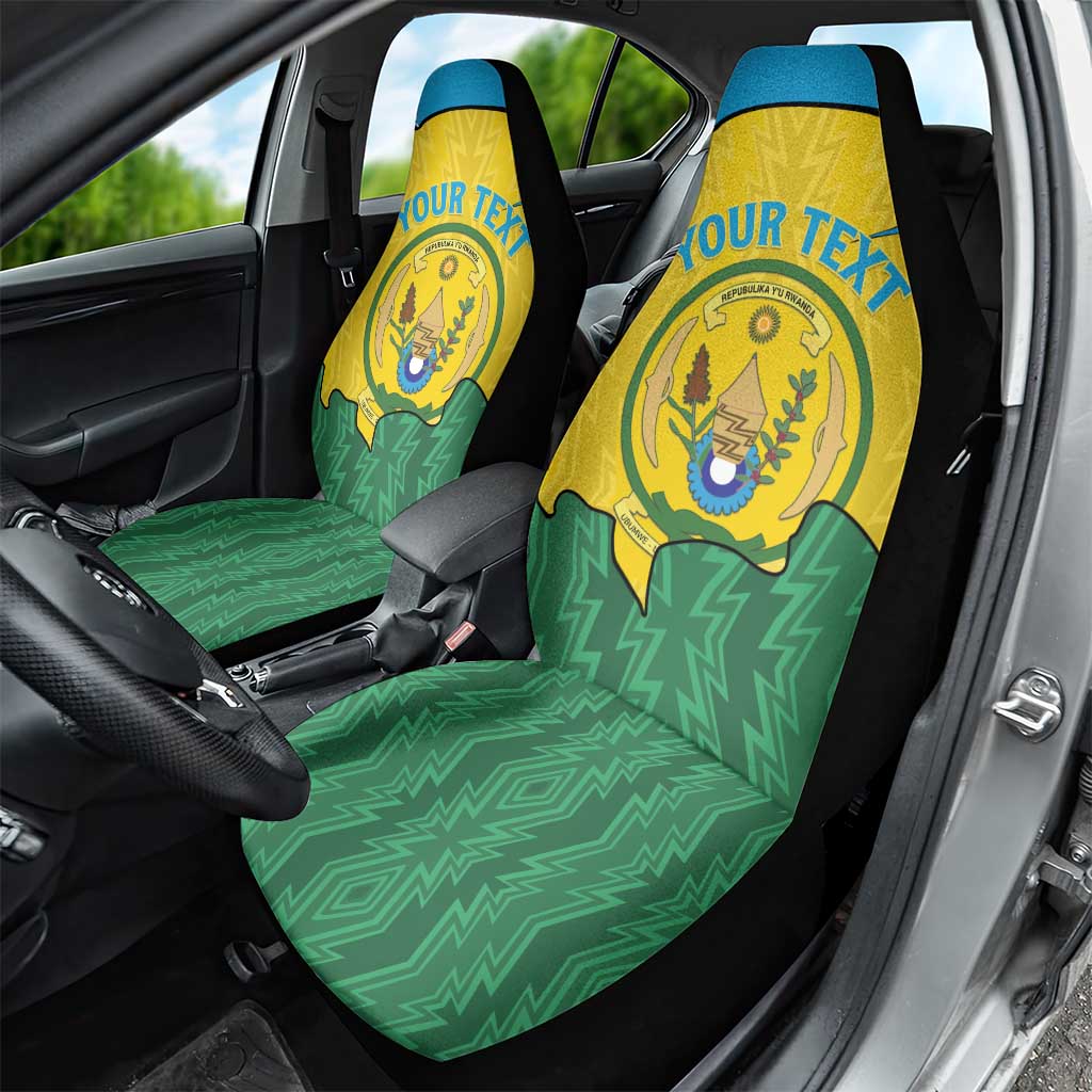 Personalized Jamhuri ya Rwanda Car Seat Cover Coat Of Arms Imigongo Pattern