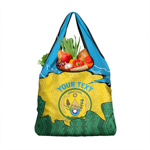 Personalized Jamhuri ya Rwanda Grocery Bag Coat Of Arms Imigongo Pattern
