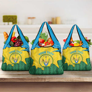 Personalized Jamhuri ya Rwanda Grocery Bag Coat Of Arms Imigongo Pattern
