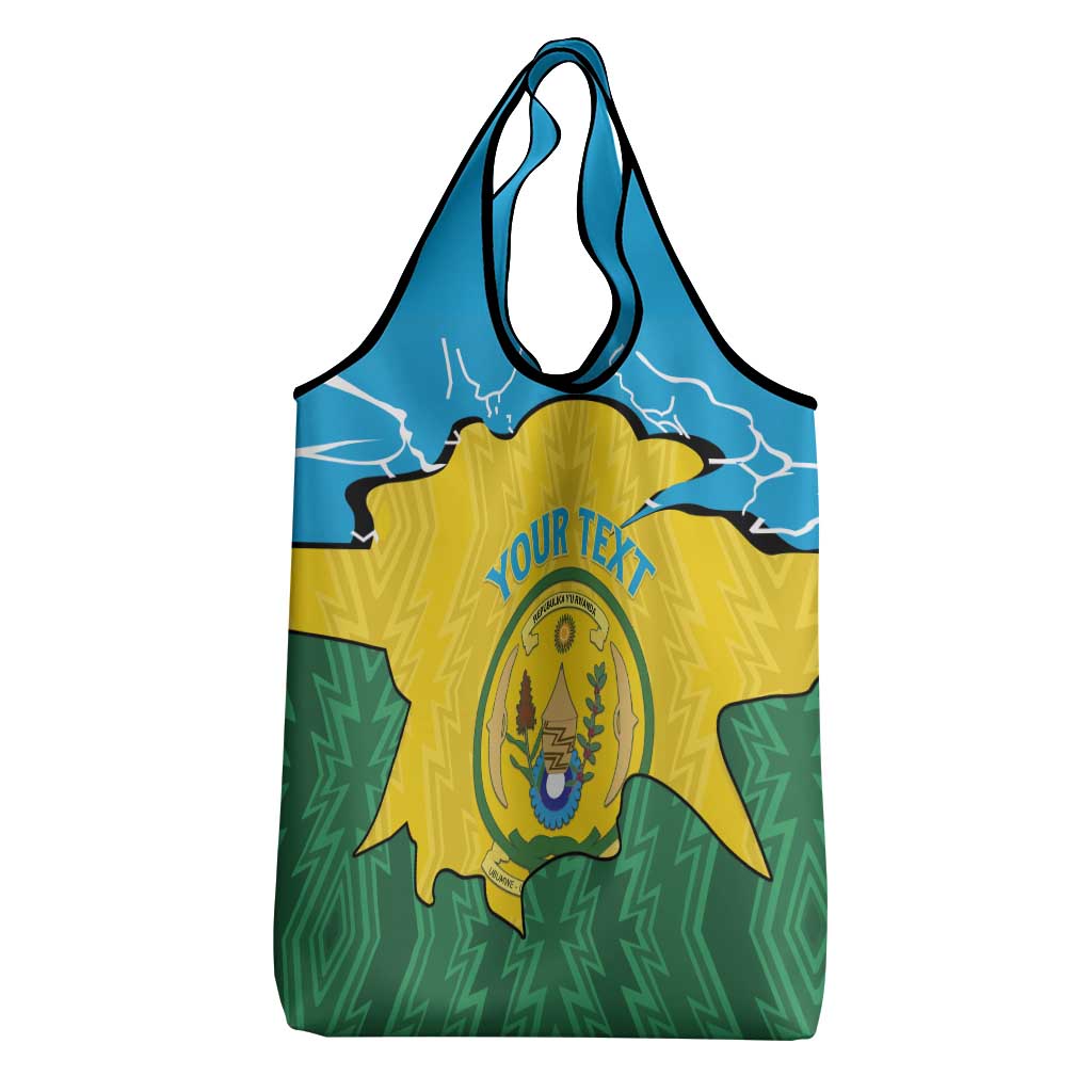 Personalized Jamhuri ya Rwanda Grocery Bag Coat Of Arms Imigongo Pattern
