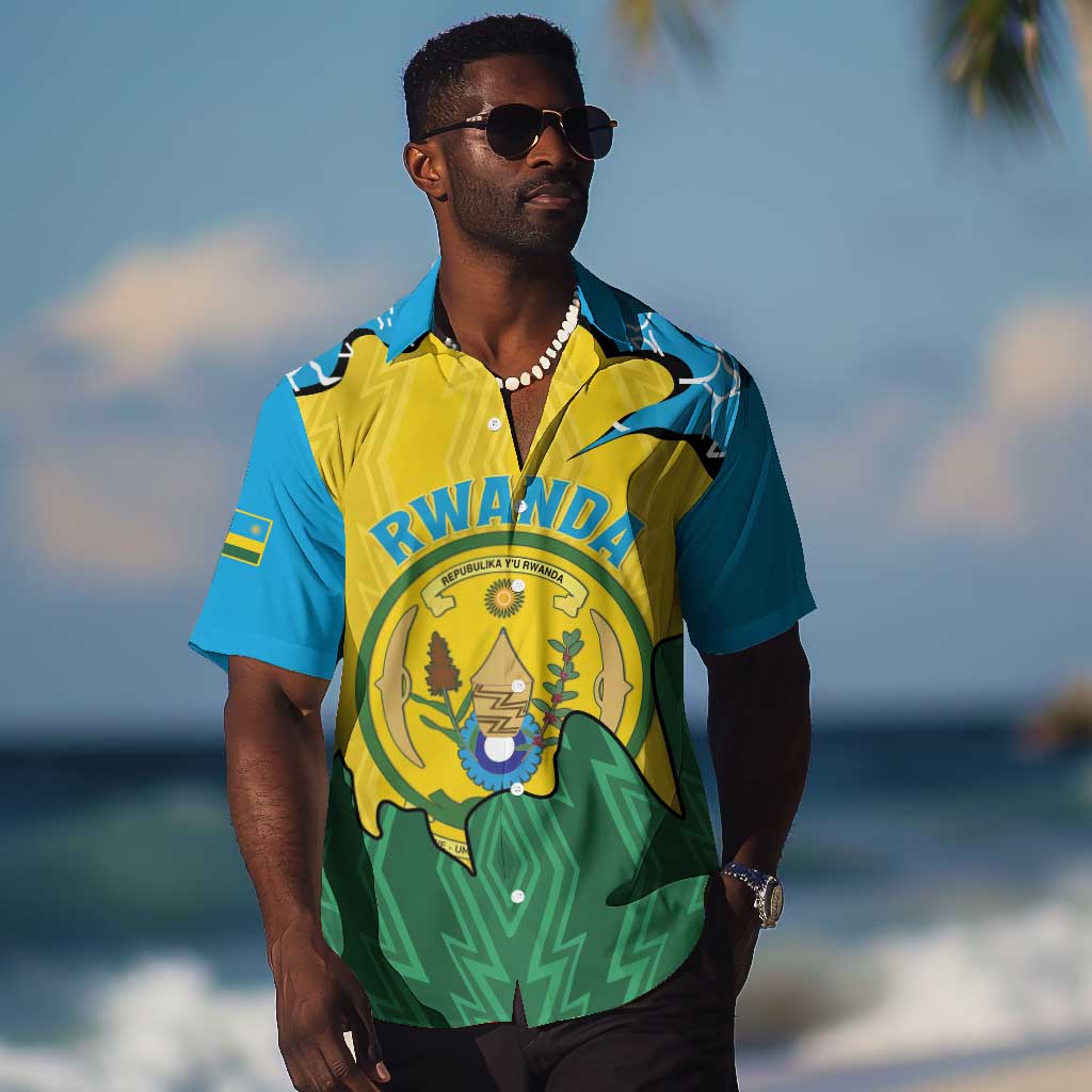Personalized Jamhuri ya Rwanda Hawaiian Shirt Coat Of Arms Imigongo Pattern