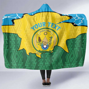 Personalized Jamhuri ya Rwanda Hooded Blanket Coat Of Arms Imigongo Pattern