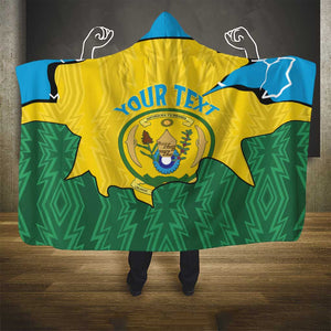 Personalized Jamhuri ya Rwanda Hooded Blanket Coat Of Arms Imigongo Pattern