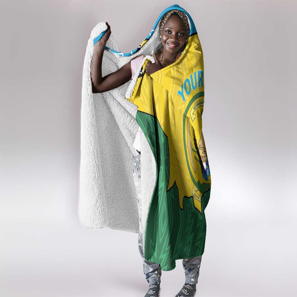 Personalized Jamhuri ya Rwanda Hooded Blanket Coat Of Arms Imigongo Pattern