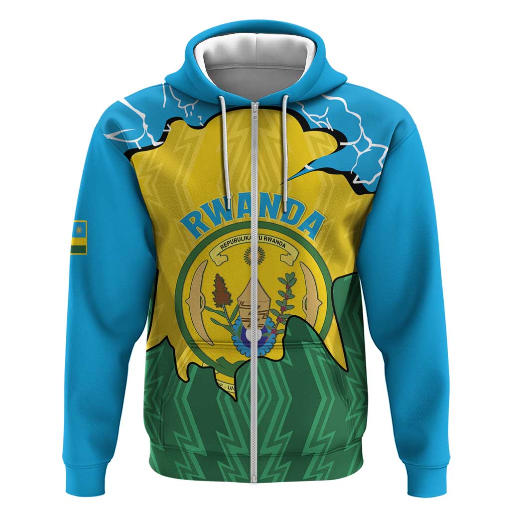 Personalized Jamhuri ya Rwanda Hoodie Coat Of Arms Imigongo Pattern