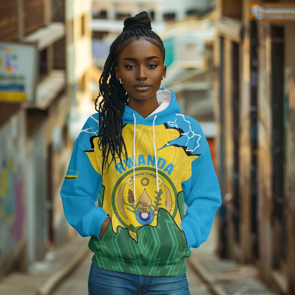 Personalized Jamhuri ya Rwanda Hoodie Coat Of Arms Imigongo Pattern