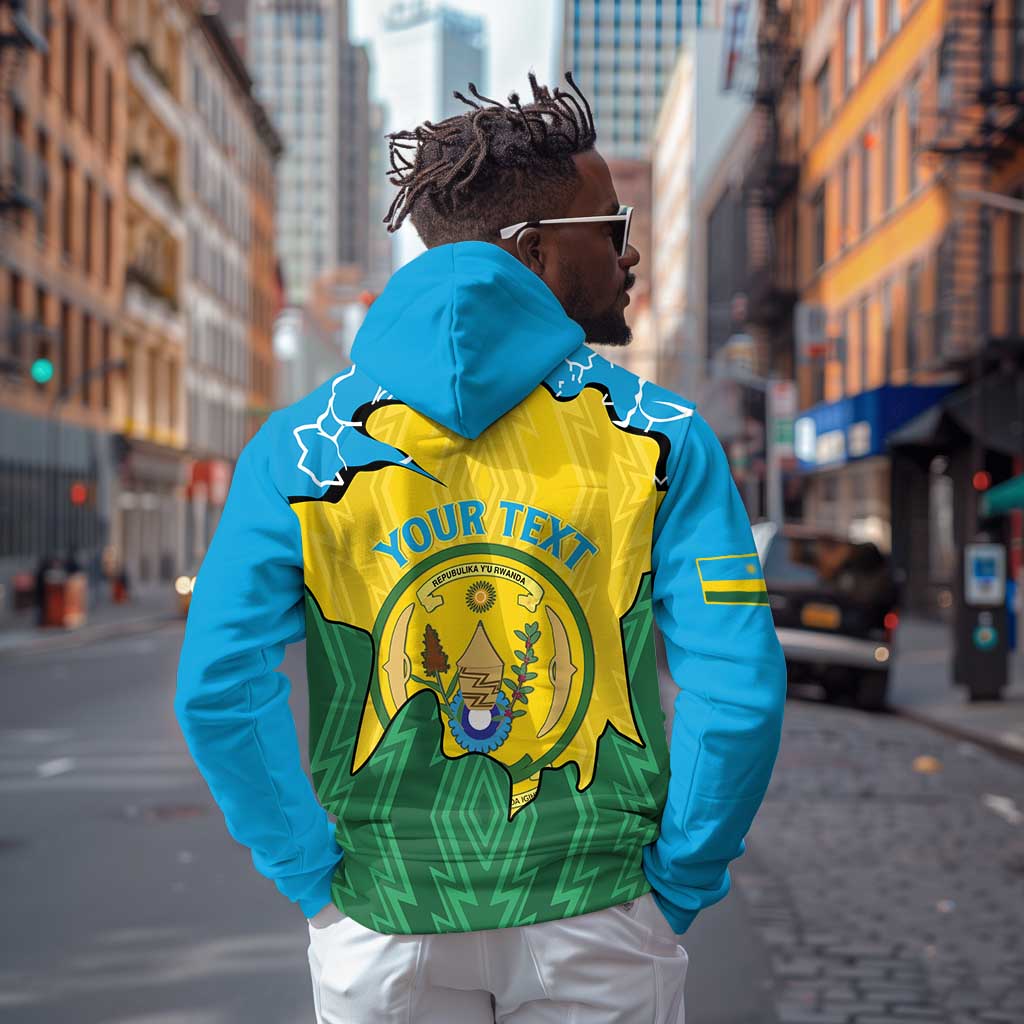 Personalized Jamhuri ya Rwanda Hoodie Coat Of Arms Imigongo Pattern