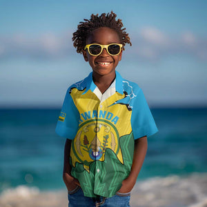 Personalized Jamhuri ya Rwanda Kid Hawaiian Shirt Coat Of Arms Imigongo Pattern