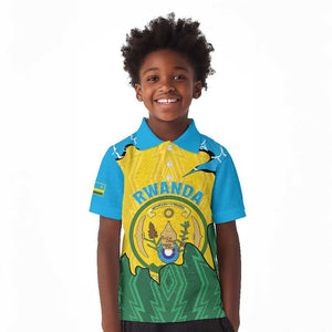 Personalized Jamhuri ya Rwanda Kid Polo Shirt Coat Of Arms Imigongo Pattern