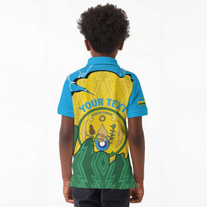 Personalized Jamhuri ya Rwanda Kid Polo Shirt Coat Of Arms Imigongo Pattern