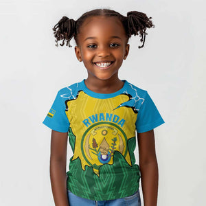 Personalized Jamhuri ya Rwanda Kid T shirt Coat Of Arms Imigongo Pattern