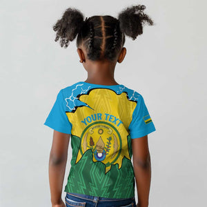 Personalized Jamhuri ya Rwanda Kid T shirt Coat Of Arms Imigongo Pattern