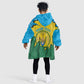 Personalized Jamhuri ya Rwanda Kid Wearable Blanket Hoodie Coat Of Arms Imigongo Pattern