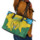 Personalized Jamhuri ya Rwanda Leather Tote Bag Coat Of Arms Imigongo Pattern