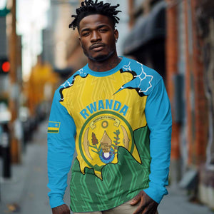 Personalized Jamhuri ya Rwanda Long Sleeve Shirt Coat Of Arms Imigongo Pattern