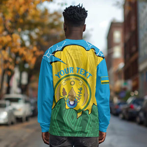 Personalized Jamhuri ya Rwanda Long Sleeve Shirt Coat Of Arms Imigongo Pattern