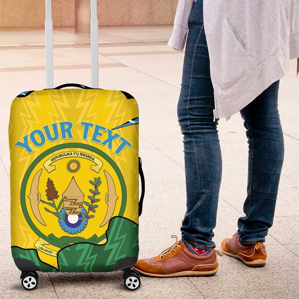 Personalized Jamhuri ya Rwanda Luggage Cover Coat Of Arms Imigongo Pattern