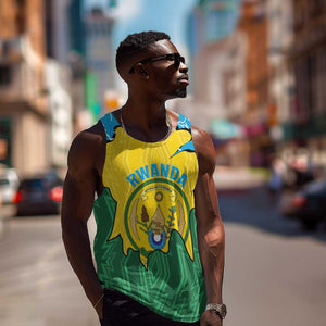 Personalized Jamhuri ya Rwanda Men Tank Top Coat Of Arms Imigongo Pattern