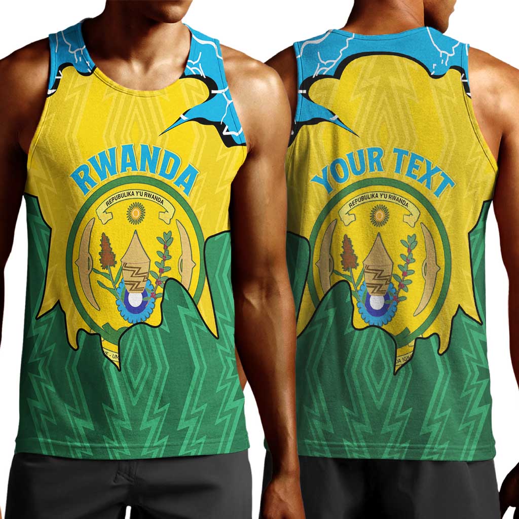 Personalized Jamhuri ya Rwanda Men Tank Top Coat Of Arms Imigongo Pattern