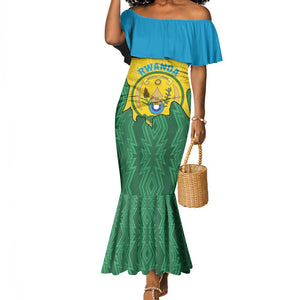 Personalized Jamhuri ya Rwanda Mermaid Dress Coat Of Arms Imigongo Pattern