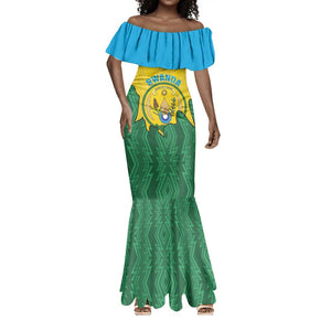 Personalized Jamhuri ya Rwanda Mermaid Dress Coat Of Arms Imigongo Pattern