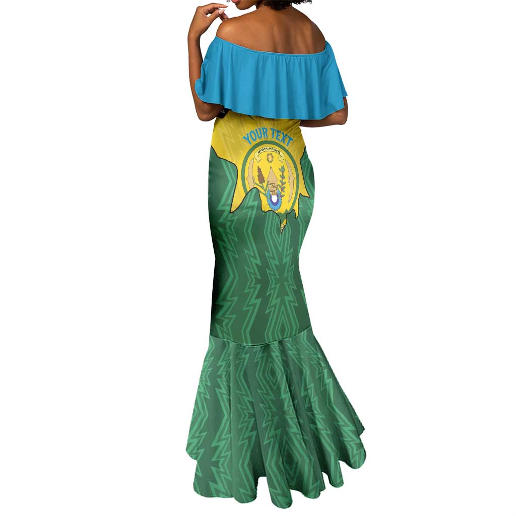 Personalized Jamhuri ya Rwanda Mermaid Dress Coat Of Arms Imigongo Pattern