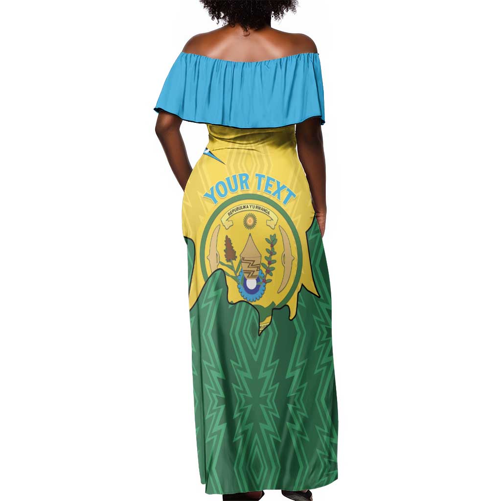 Personalized Jamhuri ya Rwanda Off Shoulder Maxi Dress Coat Of Arms Imigongo Pattern
