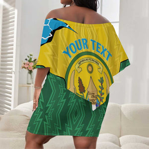 Personalized Jamhuri ya Rwanda Off Shoulder Short Dress Coat Of Arms Imigongo Pattern