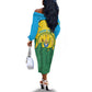 Personalized Jamhuri ya Rwanda Off The Shoulder Long Sleeve Dress Coat Of Arms Imigongo Pattern
